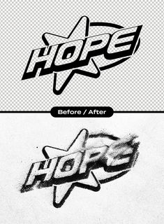 the before and after photoshopped logo for hope