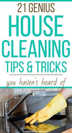 a person cleaning a stove top with the words 21 genius house cleaning tips and tricks you haven't heard of