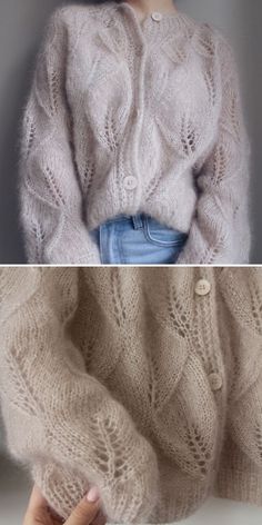 two pictures of the same woman's sweater