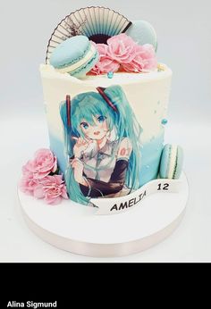 there is a cake with an anime character on it