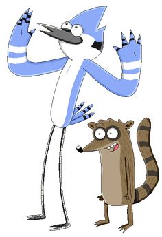 an image of a cartoon character and a raccoon