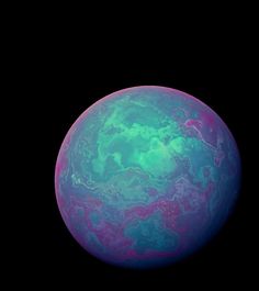 a blue and green planet with black background