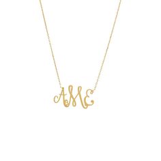 Gold / 3 Solid Script Monogram Pendant Necklace - Adina's Jewels Monogram Pendant Necklace, Monogram Pendant, Script Monogram, Monogram Jewelry, A Script, Timeless Accessories, Gold Pendant Necklace, Script Font, Gold Plating