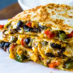 two quesadillas stacked on top of each other