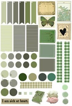 some green and white items are arranged in the shape of squares, circles, rectangles