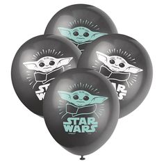 five star wars balloons with the baby yoda on them