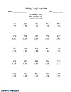 adding 3 - digit numbers worksheet for students to practice addition and subtraction