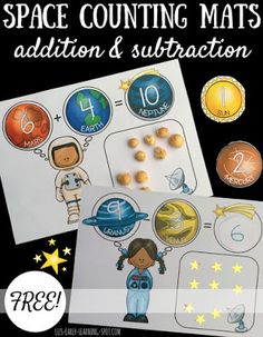 space counting mats addition and subtraction for kids to practice numbers 1 - 10