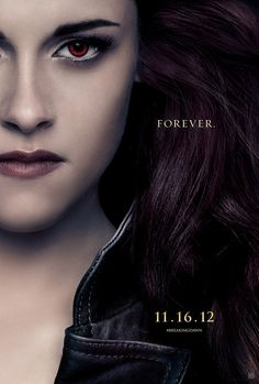 the twilight saga breaking dawn movie poster with edward snow as her face and red eyes