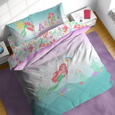 the little mermaid bedding set is ready to be made