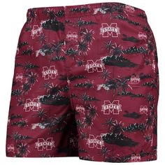 Bring tropical vibes when you're at the beach or pool with these Mississippi State Bulldogs Island Palm swim trunks from FOCO. They feature an eye-catching pattern and Mississippi State Bulldogs graphics all over. Plus, an adjustable waistband provides the ideal fit, while mesh lining creates a breathable feel. Two side slip pockets Machine wash, tumble dry low One rear slip pocket Officially licensed Elastic waistband with drawstring Brand: FOCO Inseam on size M measures approx. 4.25'' Sublimat Tropical Cotton Swimwear For Vacation, Summer Vacation Bottoms With All Over Print, Printed Cotton Swim Trunks For Vacation, Mississippi State Bulldogs, Mississippi State, Adjustable Waistband, Tropical Vibes, Swim Trunks, Mississippi