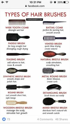 Types Of Hair Brushes, Hair Braid Diy, Teasing Brush, Parting Hair, Best Hair Brush, Polished Hair, Types Of Hair, Diy Braids, Hair Brushes