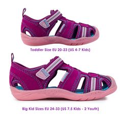 Pediped FLEX® Sahara (Toddler) Go from land to sea in these quick dry water sandals that are designed to be durable enough for a hike and safe for the splash pad, too! We suggest ordering Flex® Sahara one EU size down from your child's current size for a comfortable fit. Water Friendly Machine Washable Vegan Eco-Friendly Clarino upper Breathable neoprene lining Flexible rubber sole with protective toe caps Quick-Dry EVA Footbed Adventure sandal with hook and loop fastener Approved by the America Pink Closed Toe Sandals For Outdoor, Pink Closed Toe Outdoor Sandals, Pink Non-slip Sport Sandals For Outdoor, Adjustable Pink Sport Sandals For Outdoor Activities, Pink Adjustable Sport Sandals For Outdoor Activities, Pink Waterproof Sandals For Outdoor, How To Wash Shoes, Adventure Sandals, Splash Pad