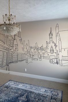 Harry Potter Hogsmeade wall mural Harry Potter Home Wallpaper, Hogwarts Mural Nursery, Harry Potter Inspired Bedroom Wallpaper, Harry Potter Bedroom Wallpaper, Harry Potter Accent Wall