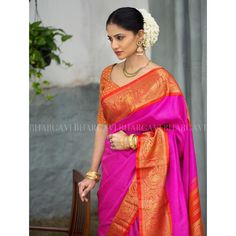 Pink Silk Sarees, Bhargavi Kunam, Kanchipattu Sarees, Pink Sarees, Sarees Traditional, Elegant Saree, Stylish Sarees, Saree Look