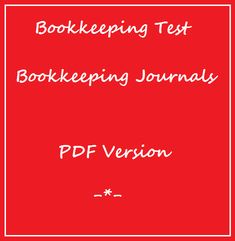 a red background with the text bookkeeper's test bookleting journals pdf version