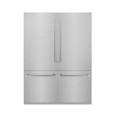 a stainless steel refrigerator freezer with two doors