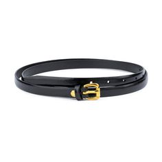 "This slim belt for children is a versatile accessory suitable for daily life, vacation, school, or holiday outfits that will never lose its relevance & functionality. The girl's smooth leather belt is accented with a good-looking stylish brass buckle, which provides pizzazz to any girl's outfit. SIZE: Choose from drop down menu above BELT HEIGHT: 0.6\" | 1.5 cm LEATHER: Smooth leather COLOR: Black BUCKLE: Brass, yellow gold color CONDITION: New INCLUDED: Dust bag ALL BELTS ARE MEASURED FROM Womens Black Belt, Belt Gold Buckle, Leather Belt Women, Highlights Natural, Female Image, Belt With Gold Buckle, Boys Belt, Classic Belt, Slimmer Belt