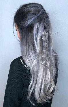 Long Grey Hair, Grey Hairstyle, Highlights Grey, Rich Hair, Hair Color Blonde Highlights, Silver Hair Color, Girl Trends, Bright Hair, Hair Color Highlights