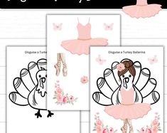 Disfraza un pavo Disfraz de bailarina - Etsy Turkey Disguise Printables, Turkey Disguise Project Ballerina, Ballerina Turkey In Disguise, Easy Disguise A Turkey Project, Disguise A Turkey Ballerina, Thanksgiving Classroom Projects, Turkey Template