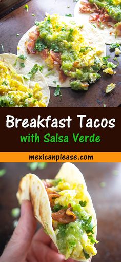 breakfast tacos with salsa verde and avocado are the perfect way to start your day