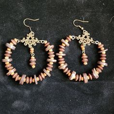 Wooden Beads With Bronze Tone Metal. Never Worn. In Excellent Condition. Beaded Hoop Earrings, Beaded Hoops, Earrings Color, Wooden Beads, Beaded Jewelry, Hoop Earrings, Jewelry Earrings, Necklaces, Women Jewelry