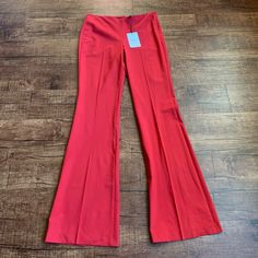 -Designer = Theory -Size= 4. Trunk 53 - Msrp = $295 -Color = Bright Crimson -Style= Demitria Traceable Wool. Plain Front Trouser2 -Inseam = Measured At Seam Of Crotch Downwards To Bottom Tip Of Jeans/Pants = 89cm -Rise = Measured At Seam Of Crotch Upwards To Tip Of Front Of Waist Line= 24.5cm -Waist Circumference = Measured At Seam Of Point Where Waist Fly Edge Meets All Around To Same Point When Buttoned = Approximately 80cm -Genuine And Authentic Or Your Money Back9 - Made In Turkey Trunk 53 Red Fitted Pants For Formal Occasions, Red Tailored Bottoms For Party, Tailored Red Party Bottoms, Red Fitted Formal Pants, Elegant Red Flare Bottoms, Full-length Red Elastane Pants, Khaki Trousers, Theory Dress, Green Trousers