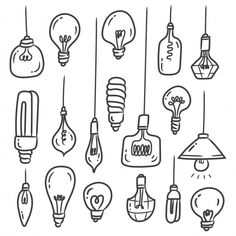 various light bulbs hanging from the ceiling