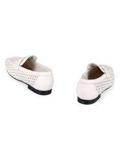 Stepping up your shoe game has never been easier. These moccasins, with their laid-back woven design and classic white leather, ooze relaxed sophistication. It's the perfect way to add a dash of upscale to your daily ensemble without trying too hard. Features round toe for a comfortable fit Woven design adds visual interest Leather sole offers durability and a premium feel Made of high-quality white leather for a chic, timeless look Trying Too Hard, Leather Moccasins, Woman Weaving, Prada Designer, Try Harder, Woven Design, Dress Watch, Shoe Game, Classic White