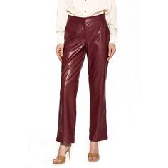 These women's wide-leg pants from ALEXIA ADMOR make looking good easy. These women's wide-leg pants from ALEXIA ADMOR make looking good easy. Faux-leather construction 2 front slash pockets, 2 back welt pocketsFIT & SIZING Fitted 29 3/4-in. inseam Wide-leg opening Zipper flyFABRIC & CARE Polyurethane Spot clean Imported Size: 14. Color: Dark Red. Gender: female. Age Group: adult. Leather Pants Style, Womens Wide Leg Pants, Faux Leather Fabric, 80 Dress, Faux Leather Pants, Bottom Clothes, Polished Look, Bottoms Pants, Fashion Pants