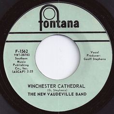 a label for winchester cathedral, the new vaudeville band on a black and white record