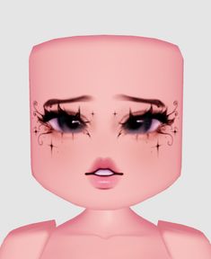 an animated image of a woman's face with black eyes and long, eyelashes