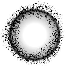 an abstract black and white circle with dots in the middle, on a white background