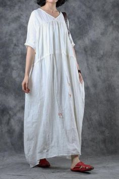 #maxidress #white #resortwear #linen #plussize Casual Long Dress For Daywear, Relaxed Fit Long Dress For Spring, Casual Long Daywear Dresses, White Non-stretch Maxi Dress, Long Shift Dress For Daywear, Casual Long One-size Dress, Free Size White Dress For Spring, Casual Long Free Size Dresses, Relaxed Fit Long Dress For Daywear