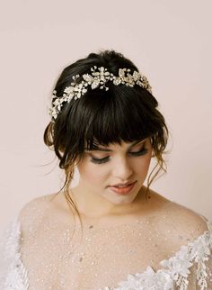 Enchanted bead and floral headband - Style #2142 | Twigs & Honey ®, LLC Boho Tiara, Floral Headband, Opal Color, Bridal Hair Pins, Headband Styles, Floral Headbands, Flower Charm, Bridal Hair Accessories, Wedding Looks