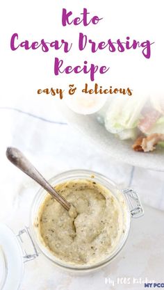 keto caesar dressing recipe in a glass jar