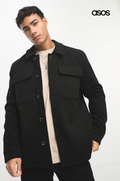 Jackets & Coats by Le Breve Jacket upgrade: check Spread collar Button placket Chest pockets Regular fit Collar Jacket, Jacket Sale, Button Placket, Jeans Shop, Chest Pocket, Black Fashion, Topshop, Latest Trends, Asos