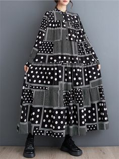 Description Product ID: DS2051196 Material: Polyester Pattern: Polka Dot, Plaid Sleeve Length: Long Sleeve Closure Type: Pullover Length: Above Ankle Length Style: Fashion, Casual, Retro Occasion: Vacation, Party, Dating Package included: 1 * Piece of Dress Size Chart (Asian Size): Please allow 1-3 cm measured error. Size Length Chest Sleeve Length One Size 125cm | 49.2 in 132cm | 52.0 in 60cm | 23.6 in Black Long Sleeve Midi Dress, Loose Midi Dress, Leisure Fashion, Long Sleeve Casual Dress, Dress Shirt Sleeves, Midi Dress Casual, Long Sleeve Midi, Women Long Dresses, Long Sleeve Midi Dress