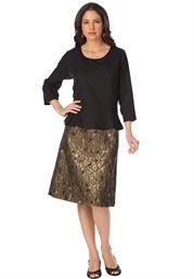 Fabalous Plus Size Black and Bronze Mixed Media Peplum Dress by Roaman's #OneStopPlus Dresses Plus Size Special Occasions, Big & Tall, Size Clothing