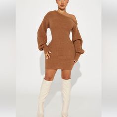 Sophie Sweater Mini Dress - Mocha Long Sleeve Dress Outfit, Brown Long Sleeve Dress, Brown Sweater Dress, Burgundy Mini Dress, Black Peplum Dress, Black Ruched Dress, Dark Red Dresses, Sweater Mini Dress, Pink Strapless Dress