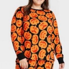 Women's Long Sleeve Pumpkin Pajama Top. Lace Brallete, Cat Pajama Pants, Plush Pajama Pants, Lounge Wear Set, Set Plus Size, Victoria Secret Pajamas, Halloween Top, Victoria Secret Lingerie, Nightgowns For Women