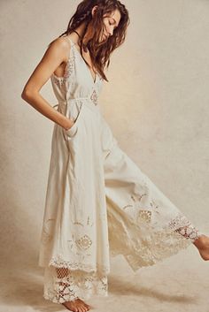 Always Yours Jumpsuit | Free People Boho Jumpsuit, Sheer Lace, Waist Tie, Boho Outfits, Jumpsuits For Women, Jumpsuit Dress, Boho Fashion, A Line, Fashion Inspo