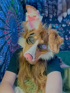 Golden Retriever Therian Mask, Border Collie Therian Mask, Therians Mask, Red Merle Border Collie, Therian Core, Dog Therian, Brown Border Collie, Cat Mask Diy, Therian Gear