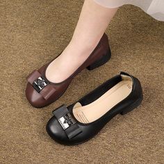 Gender: Women Item Type: Loafers Main Material: Cow Leather Style: Casual, Classic, Retro Season: Spring, Summer, Autumn Heel Type: Lug Sole Outsole Material: Rubber Heel Height: Mid-Heel (4 cm) Size Length cm inch 35 22.5 8.86 36 23 9.06 37 23.5 9.25 38 24 9.45 39 24.5 9.65 40 25 9.84 Business Ballet Flats With Round Toe, Black Ballet Flats For Office Wear In Fall, Office Brown Ballet Flats With Round Toe, Brown Closed Toe Ballet Flats For Office, Brown Round Toe Ballet Flats For Work, Brown Ballet Flats With Round Toe For Work, Brown Ballet Flats For Office, Chunky Heel Loafers, Heel Loafers