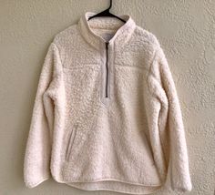 -Fleece Pull Over Sweater Zippered Sweat Shirt-Woman's size 12-14 In great shape no wear. Good and Warm  FREE SHIPPING  IN  A WHITISH IVORY COLOR Zips  Quarter way down Nice warm Pull Over In great condition, VERY CLEAN Thanks for shopping with us. Denise 💕 Pull Over Sweater, Ivory Color, Shirt Jacket, Sweat Shirt, Size 12, Womens Shirts, Jackets For Women, Adult Outfits, Womens Sizes