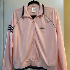 Adidas Jacket Size Large Baby Pink Color. Great For Pairing With Leggings. Winter Sports Track Jacket In Pink, Pink Winter Sports Track Jacket, Pink Winter Track Jacket For Sports, Winter Pink Track Jacket For Sports, Pink Fall Sports Outerwear, Pink Outerwear For Sports In Fall, Pink Sporty Long Sleeve Outerwear, Pink Outerwear For Fall Sports, Vintage Long Sleeve Track Jacket For Spring