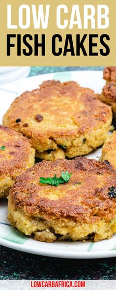 low carb fish cakes on a white plate