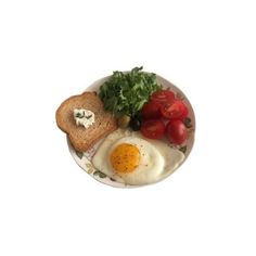 an egg, bread and tomatoes on a plate