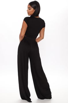 Available In Marsala And Black. Pant Set Short Sleeve Crop Top Wide Leg Pants Elastic Waistband Stretch 94% Bamboo 6% Spandex Made in USA | Chosen One Pant Set in Black size 1X by Fashion Nova Black Versatile Wide Leg Pants With 4-way Stretch, Versatile Black Wide Leg Pants With 4-way Stretch, Black Bottoms With Wide Waistband For Night Out, Black 4-way Stretch Wide-leg Pants, Solid Bottoms With Wide Waistband For Night Out, Versatile Black Bottoms For Night Out, Black 4-way Stretch Bottoms For Night Out, Black 4-way Stretch Bottoms For Spring, Black Elastane Wide Leg Pants For Night Out