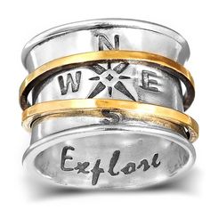 PRICES MAY VARY. FEELING FIDGETY IN A MEETING OR A CLASS? Meditation rings have meditative, anxiety-relief, and calming effects. This spinner ring will help you fidget everywhere while being gorgeous, and without distracting your surroundings. A lifesaver For any natural fidgeter! INSPIRED BY NATURE - Unique Compass ring with an "Explore" engraving in the inner part. The ultimate ring for any wanderlust soul. It can be worn on the middle or index finger and even as a thumb ring. SPIN FREELY, SMO Compass Ring, Magic Jewelry, Moonstone Rings, Vintage Compass, Rings Boho, Female Jewelry, Fidget Rings, Crafty Gifts, Silver Spinner Rings